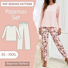 the pajama set sewing pattern is shown