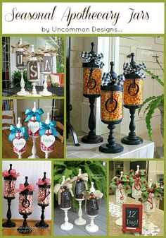 a collage of different vases and decorations