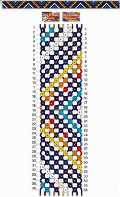 a cross stitch pattern with different colors and patterns on it, as well as numbers