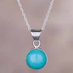 Amazonite pendant necklace, 'Sky Blue Dome' - Amazonite and Sterling Silver Pendant Necklace from Peru Silver Rope Chain, Gift Wrap Box, Sterling Silver Necklace Pendants, Silver Pendant Necklace, Rope Chain, Sterling Silver Pendant, Spring Rings, Sterling Silver Pendants, Silver Pendant