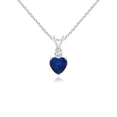 This heart-shaped sapphire pendant in 14k white gold is a beautiful symbol of love. The stunning blue gem is topped with a brilliant round diamond and linked to a rabbit ear bale. Blue Sapphire Jewelry, Beautiful Symbols, Symbol Of Love, Solid Gold Chains, Sapphire Pendant, Rabbit Ears, Blue Gems, Sapphire Jewelry, Fine Jewellery Necklace