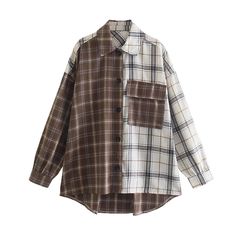 F00107887-102 Plaid Blouses For Women, Pola Jumpsuit, Elegant Office, Loose Long Sleeve, Flannel Women, Plaid Blouse, Fashion 2024, Long Sleeves Coats, Vintage Plaid