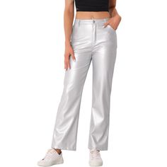 Fit In a straight leg and high waist design, this casual PU pants can better show the curve of your legs and better shape your waistline, making you much sexier and more. Lightweight and breathable faux leather material can add fashion and a classic feel when paired with other outwear. Pair it with jackets, sweaters, T-shirts, vests, camisoles, sports shoes, high heels, plimsolls, and so on, and it can be versatile for daily wear in spring and summer. Casual Punk, Bodycon Evening Dress, Sports Sweatpants, Blue Summer Dresses, Summer Chic, High Waist Bottoms, Straight Trousers, Faux Leather Fabric, Summer Party Dress