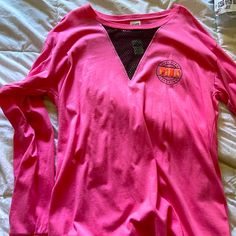 Victoria Secret Pink Lightweight Long Sleeve T Shirt. Brand New W Tags. Bright Pink With V Shaped Netting Near Neck. Pink (Glitter) On Front And Large In Back Pink V-neck Athleisure Top, Pink V-neck Sports Top, Sporty Pink Long Sleeve Top, Sporty Long Sleeve Pink Tops, Pink Sporty T-shirt For Fall, Spring Long Sleeve Athleisure T-shirt, Long Sleeve Athleisure T-shirt For Spring, Pink Long Sleeve T-shirt For Loungewear, Victoria Secrets