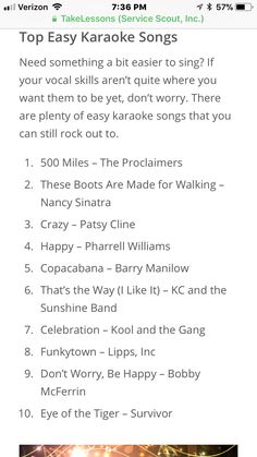 the top ten karaoke song list for someone to sing on their iphone or ipad