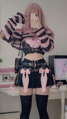 Black Pink Outfit, Punk Style Outfits, Pastel Goth Outfits, Egirl Outfits, Pastel Goth Fashion, Kawaii Fashion Outfits, Alt Fashion, Goth Outfits, Alternative Outfits