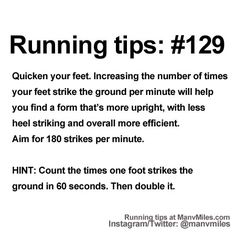 a white poster with the words running tips 29 written in black and white on it