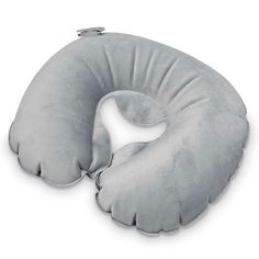 an inflatable travel pillow is shown on a white background with clippings