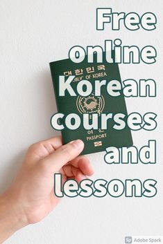 a hand holding a korean course and lessons book with the words free online only on it