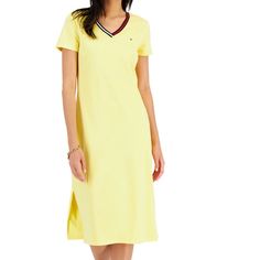 Brand New With Tag Tommy Hilfiger V Neck Yellow Midi Dress In Size S Tommy Hilfiger Summer Midi Dress, Tommy Hilfiger Cotton Summer Dresses, Tommy Hilfiger Spring Daywear Dresses, Tommy Hilfiger Midi Dress For Summer, Tommy Hilfiger Spring Midi Dress, Tommy Hilfiger Summer Midi Dress Knee-length, Tommy Hilfiger Knee-length Summer Midi Dress, Tommy Hilfiger Summer Knee-length Midi Dress, Tommy Hilfiger Midi Dress For Spring