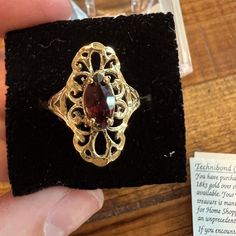 Nib - Mozambique Garnet Stone In 18k Gold Over Sterling Silver Ring, Not 100% On Size But I Am Guessing Between 6-7 Shifting Closet, Garnet Stone, Ring Color, Mozambique, Womens Jewelry Rings, Red Gold, Sterling Silver Ring, Lady In Red, Garnet