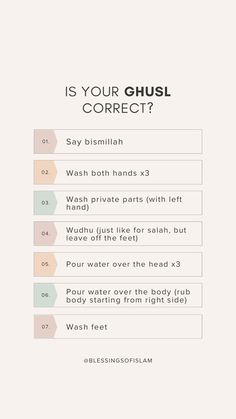 a white poster with the words is your ghusl correct?