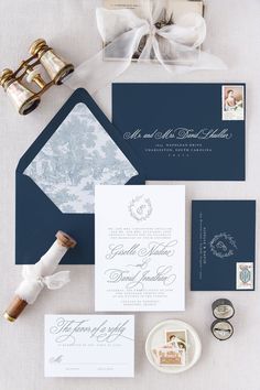 the wedding stationery is laid out and ready to be used