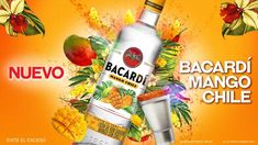 an advertisement for bacardi mango chille