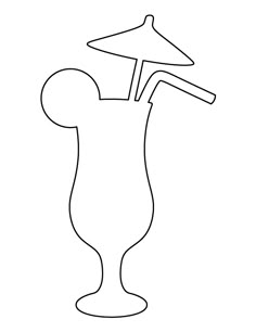 a line drawing of a cocktail glass with an umbrella