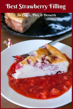 a slice of strawberry filling pie on a white plate