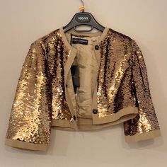 Dolce & Gabbana Golden Disco Ball Jacket New With Tag Limited Edition Purchased On Rodeo Drive Size 38 Made In Italy Dolce Gabbana Jacket, Rodeo Drive, Disco Ball, Custom Dresses, Dolce And Gabbana