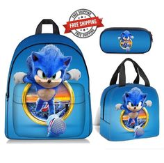 sonic the hedgehog backpack and lunch bag set