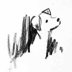 a black and white drawing of a dog