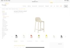 an image of a website page with chairs and stools on the front, and in the back