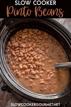 slow cooker pinto beans recipe with text overlay