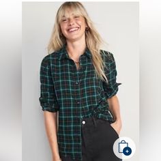 Old Navy Plaid Flannel Classic Shirt New With Tags Details In The Pix From Kids Pets N Smoke Free House Relaxed Fit Flannel Tops For Work, Boyfriend Plaid Shirt, Red And Black Flannel, Cap Sleeve Shirt, Tunic Style Tops, Womens Flannel Shirt, Red Plaid Flannel, Gingham Shirt, Long Sleeve Flannel