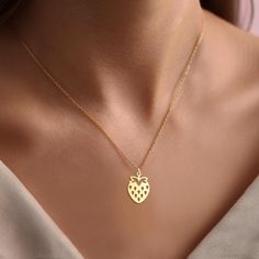 Discover our personalized fruit necklace collection, featuring strawberry, cherry, banana, and pineapple designs. Available in silver and gold, these custom pendants make the perfect unique gift for any fruit lover. Please write us the fruit style number ( No.1 to No.4 ) shown in the photos ; Our handmade silver necklaces make wonderful and delicate gifts for you.  Materials: -High Quality 925 Sterling Silver -18k Gold Plated Silver -18k Rose Gold Plated Silver Colors: -Gold -Rose Gold -Silver Please choose from options tag, if you would like a different color than the one shown in our pictures Packaging: All necklaces are carefully packaged and sent in a special gift box. We hope you find the perfect personalized necklace in our store. For more examples, please visit our store. Ordering P Trendy Gold Jewelry With Fruit Design, Silver Jewelry With Fruit Design For Gifts, Gold Fruit, Pineapple Jewelry, Fruit Necklace, Pineapple Design, Necklace Collection, Pendant For Women, Custom Pendants