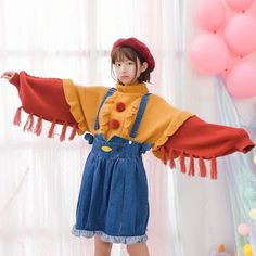 Clowncore Fashion, Chick Dress, Winter Lantern, Clown Core, Cute Clown, Galaxy Print, Cute Outfit, 가을 패션