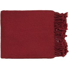 a red blanket with fringes on it