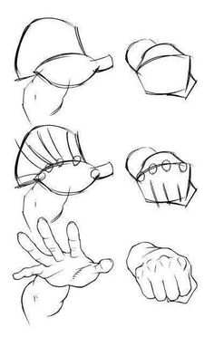 the steps in how to draw an animal's head with hands and feet,