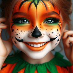 Witch Face Painting Kids, Kid Halloween Face Paint, Kid Face Paint Ideas, Kids Halloween Face Painting Ideas, Kids Skeleton Face Paint, Kids Halloween Makeup, Pumpkin Makeup Ideas, Face Paint Halloween, Kids Halloween Face