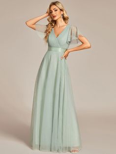 Save with code: “SAVEPIN50” - Dress to impress outfit ideas, from casual and business casual to trendy and occasion-specific styles, including spring, summer, concert, and graduation outfits, along with accessories like shoes and piercings Plus Size Women's V-Neck Floor-Length Wholesale Bridesmaid Dresses This stunning wholesale bridesmaid dress is designed to make you feel like a goddess at any special occasion. Here's why this dress is a must-have: Flattering Design: The deep V neckline and empire waist create a chic and flattering silhouette, while the flutter sleeves add a touch of elegance. Versatile Style: Perfect for a range of formal events, from evening parties to weddings, prom, homecoming, and graduation ceremonies. Comfortable Fit: Designed to suit most body types, this dress e Short Sleeve Bridesmaid Dress, Mint Green Bridesmaid Dresses, Tulle Bridesmaid, Elegant Bridesmaid Dresses, Tulle Bridesmaid Dress, Burnt Orange Dress, Tulle Evening Dress, Wedding Vision, Dress Sequin