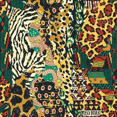 an animal print with different colors and patterns