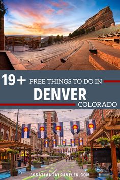 the denver skyline with text overlay that reads 19 + free things to do in denver, colorado