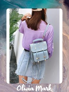 Olivia Mark - Bolsa mochila de piel sintética con bordado de encaje Leather Decoration, Faux Leather Backpack, Leather Decor, Online Shopping For Women, Backpack Bag, Lace Embroidery, Leather Backpack, Evening Bags, Backpack Bags