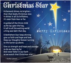 a christmas star poem with an image of a manger scene