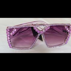 Super Stylish Rectangle Crystal Sunglasses For Women - Pink Tinted Lens Rectangular Glass Sunglasses For Party, Rectangular Glass Sunglasses For Parties, Trendy Square Sunglasses For Party, Trendy Rectangular Party Sunglasses, Trendy Purple Glass Sunglasses, Crystal Sunglasses, Women Pink, Sunglasses For Women, Tiara