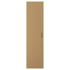 a wooden door with a handle on the front and side panel, in light wood