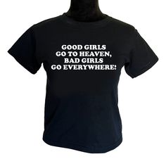 Our Good Girls Go to Heaven Baby Tee is a stylish way to show off your y2k style. The ultra-soft material is sure to make it your go-to piece for any occasion. Feel good and look your best in this unique design. What are you waiting for? Get your hands on this one-of-a-kind tee! Good Girls, To Heaven, Look Your Best, Baby Tee, Y2k Style, Bad Girl, Infant Tees, Soft Material, Hands On