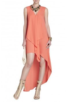 BCBG Max Azria Tara High-Low Maxi Ambrosia Dress Max Azria Dress, Custom Jewellery, High Low Maxi Dress, Orange Dress, I Dress, Pretty Dresses, Cute Dresses, Dress To Impress