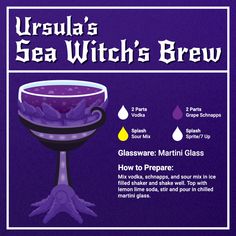 the instructions for using sea witch's brew to make your own glassy drink