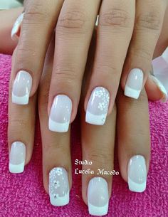 February Nails Ideas Simple, French Manicure Nails, Nail Art Wedding, Ideas Nails, French Wedding, Bridal Nails, Chic Nails, Fancy Nails