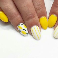 Spring Manicure, Fruit Nail Art, Yellow Nail Art, Polish Manicure, Leopard Nails, Neon Nails