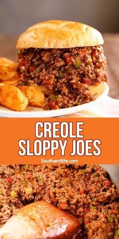 a close up of a plate of sloppy joes