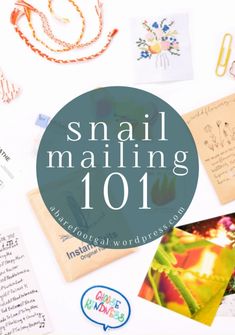 the words small mailing 101 are surrounded by pictures and other crafting supplies on a white surface