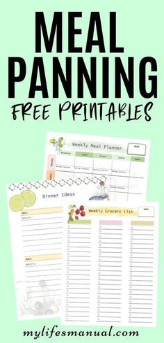 a meal planner with the text meal planning free printables in black and white