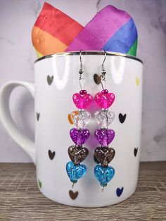 Genderfluid Pride, Pride Jewelry, Pride Heart, Bellingham Wa, Earrings Cute, Pride Flag, Heart Earrings, Light Purple, Jewelry Earrings Dangle