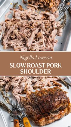 Nigella Slow Roast Pork Shoulder Roasted Pork Shoulder Recipes, Roast Pork Shoulder, Slow Roast Pork, Slow Roasted Pork Shoulder, Nigella Lawson Recipes, Rosemary Salt, Pork Shoulder Recipes, Pork Shoulder Roast