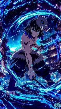 an anime character with dark hair and blue eyes, standing in front of a circular background