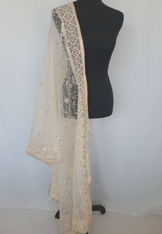 Rich,elegant ,attractive premium Dupatta with overall Chikankari work to enhance your beauty and to compliment your ethnic attire.Dupatta has gold piping border and has golden soft micro sequins  attached and has gold embroidery work . Color Off white Length 2.4 metres Fabric Net Chikankari Work, Gold Embroidery, Beautiful Embroidery, Embroidery Work, Dress Clothes For Women, Summer Wear, Short Tops, Piping, Dress Outfits